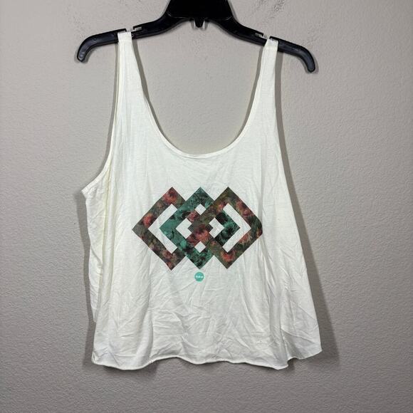 Eidon Tops - Eidon Large Diamond In The Rough Tank Top Ivory White Cotton Scoop Neck Swing